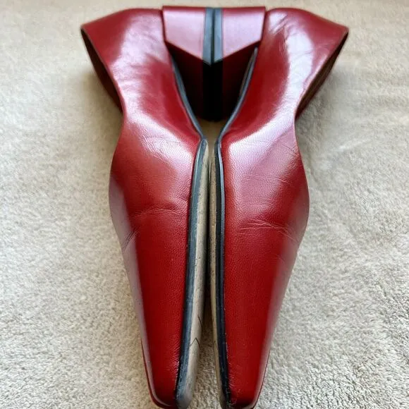 Sarto by Franco Sarto Monana Red Leather Slip On Flat Low Block Heel Women’s 6 M