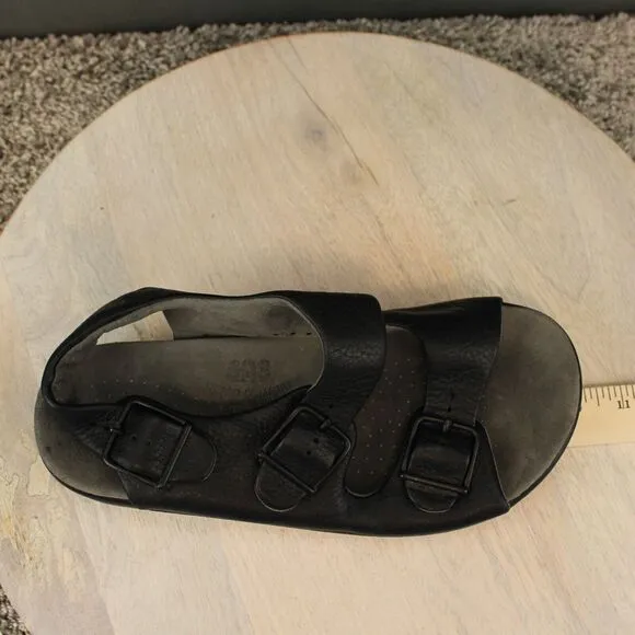 SAS Bravo Leather Slingback Sandals Mens 6 Womens 7.5 Black Padded Comfort Shoes