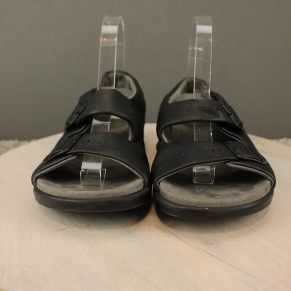 SAS Bravo Leather Slingback Sandals Mens 6 Womens 7.5 Black Padded Comfort Shoes