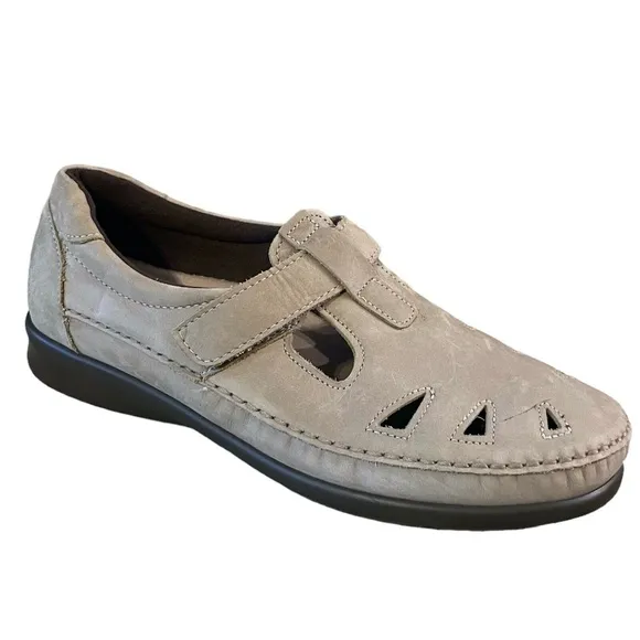 SAS Roamer Womens Slip‎ On Brown Suede Adjustable Casual Shoes Size 9.5