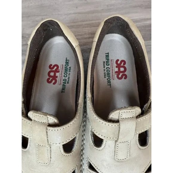 SAS Women Size 8.5  M Sage Roamer Light Tan Strap Leather Hook Loop Casual Shoes