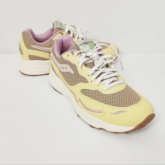 Saucony 3D Grid Hurricane Sneakers Men's 8.5 Women's 10 Unisex Tan Yellow Shoes