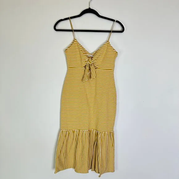 Saylor Doris Dress in Mustard Stripe
