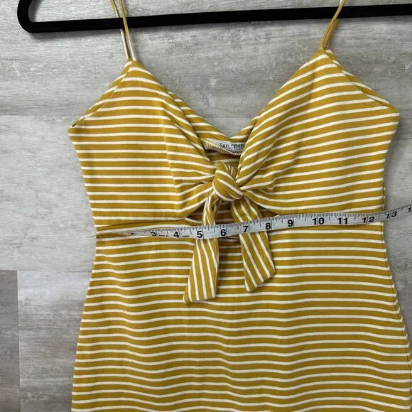 Saylor Doris Dress in Mustard Stripe