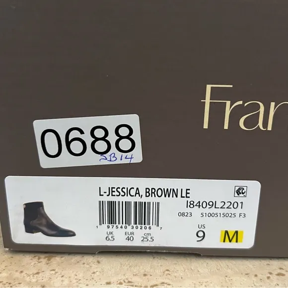 SB14 Franco Sarto Leather Ankle Boots - Jessica Size 9M
