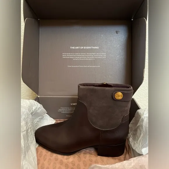 SB14 Franco Sarto Leather Ankle Boots - Jessica Size 9M