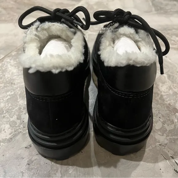 Schutz Lucille Faux Shearling-Lined Suede Hiking Boots Size 7 New in Dust Bag