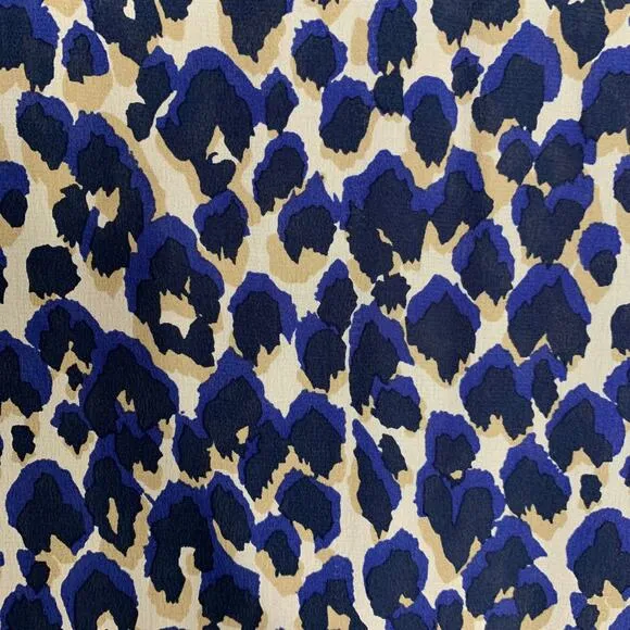 Sea NY Leopard Mini Shift Dress Blue Silk Womens Size 4