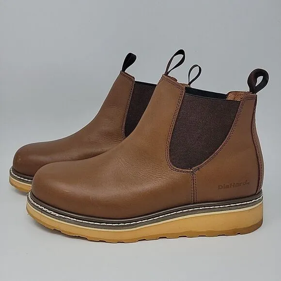 Sears Diehard Mens Romeo Work Boots Soft Toe Brown Leather Pull On Size 12 D