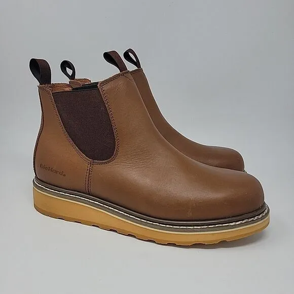 Sears Diehard Mens Romeo Work Boots Soft Toe Brown Leather Pull On Size 12 D