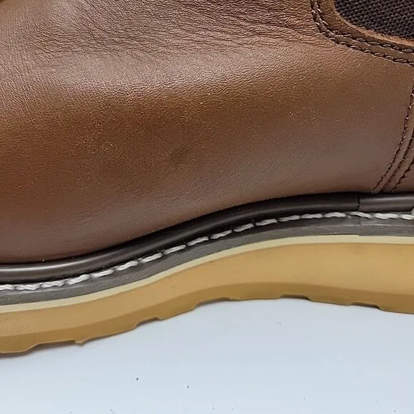 Sears Diehard Mens Romeo Work Boots Soft Toe Brown Leather Pull On Size 12 D