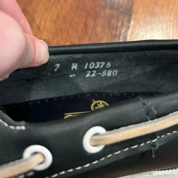 Sebago Docksides Black Leather Low Top Casual Boat Shoes Men's 7 M