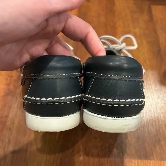 Sebago Docksides Black Leather Low Top Casual Boat Shoes Men's 7 M