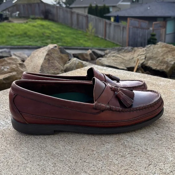 Sebago Men's Shoes Made in USA Size 11 D Brown Leather Tassle Slip On Lo…