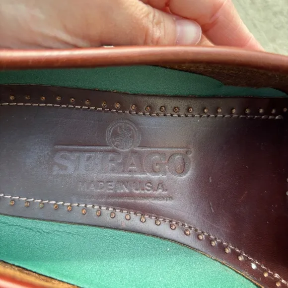 Sebago Men's Shoes Made in USA Size 11 D Brown Leather Tassle Slip On Lo…