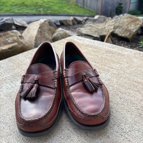 Sebago Men's Shoes Made in USA Size 11 D Brown Leather Tassle Slip On Lo…