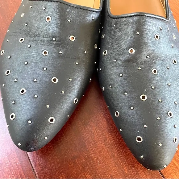 See by Chloé • matt grommet studded leather flat in nero sz 8.5