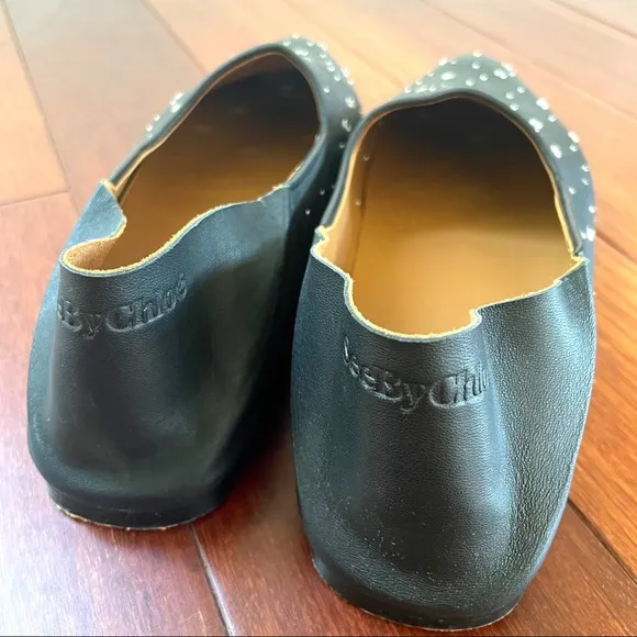 See by Chloé • matt grommet studded leather flat in nero sz 8.5