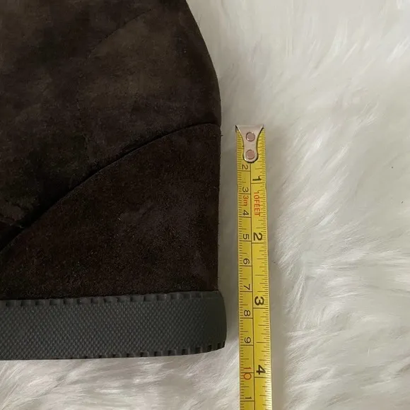 See by Chloe Boots Womens EU 36 US 6 Brown Black Suede Ankle Wedge Booties Shoes