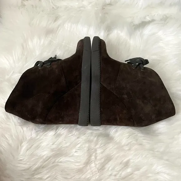 See by Chloe Boots Womens EU 36 US 6 Brown Black Suede Ankle Wedge Booties Shoes