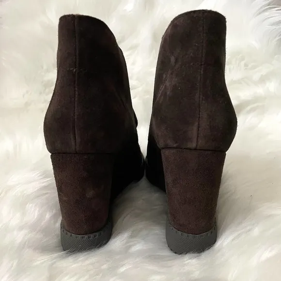 See by Chloe Boots Womens EU 36 US 6 Brown Black Suede Ankle Wedge Booties Shoes