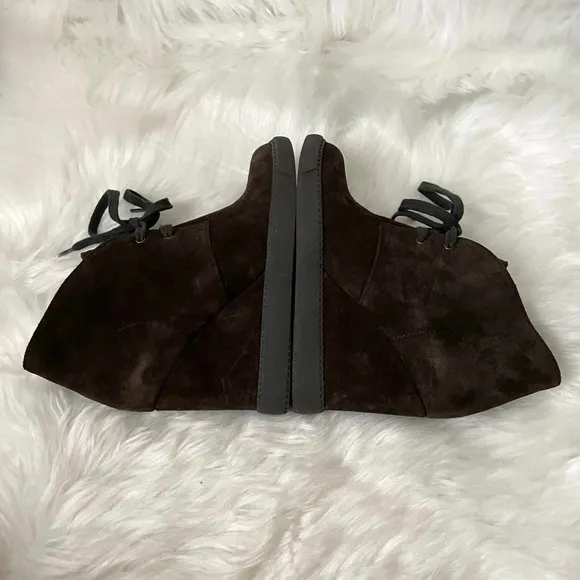 See by Chloe Boots Womens EU 36 US 6 Brown Black Suede Ankle Wedge Booties Shoes