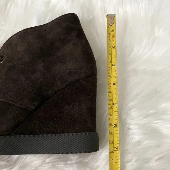 See by Chloe Boots Womens EU 36 US 6 Brown Black Suede Ankle Wedge Booties Shoes