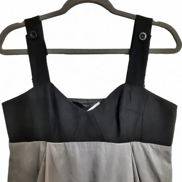 SEE BY CHLOE Wool Adjustable Mini Logo Dress Balloon Pockets Silver Black 40 8