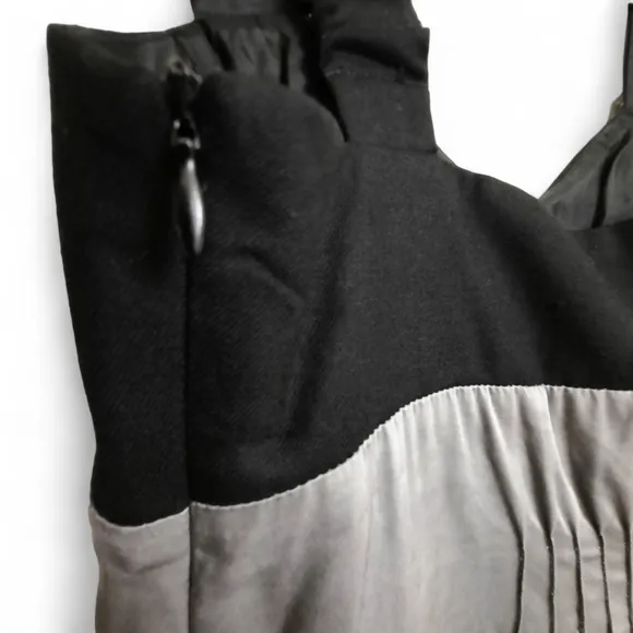 SEE BY CHLOE Wool Adjustable Mini Logo Dress Balloon Pockets Silver Black 40 8