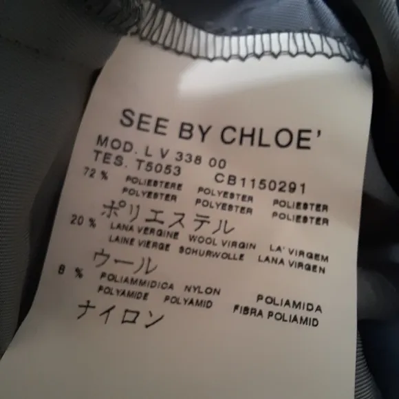 SEE BY CHLOE Wool Adjustable Mini Logo Dress Balloon Pockets Silver Black 40 8