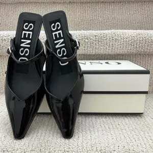 SENSO Florence Ebony Black 20MM Mules Sz 36 / 5.5 or 6 Kitten Heeled Shoes NIB