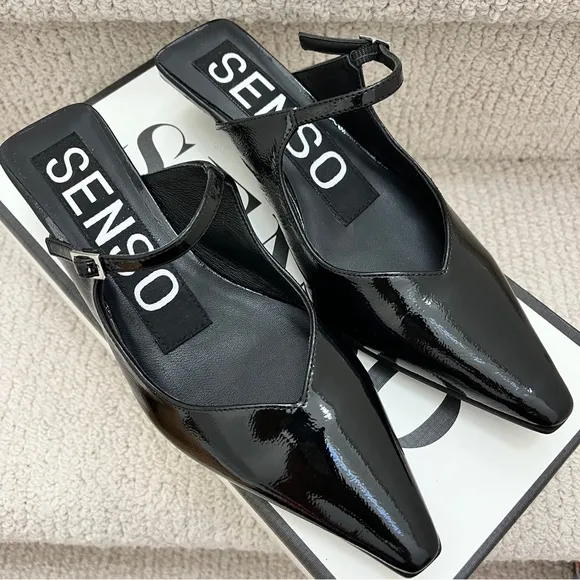 SENSO Florence Ebony Black 20MM Mules Sz 36 / 5.5 or 6 Kitten Heeled Shoes NIB