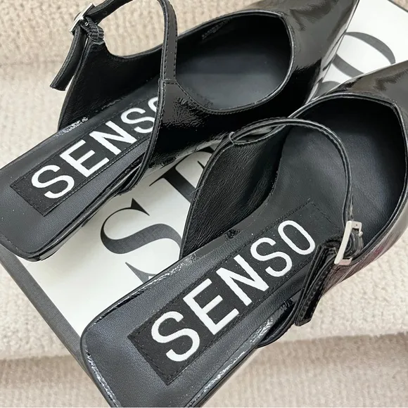 SENSO Florence Ebony Black 20MM Mules Sz 36 / 5.5 or 6 Kitten Heeled Shoes NIB