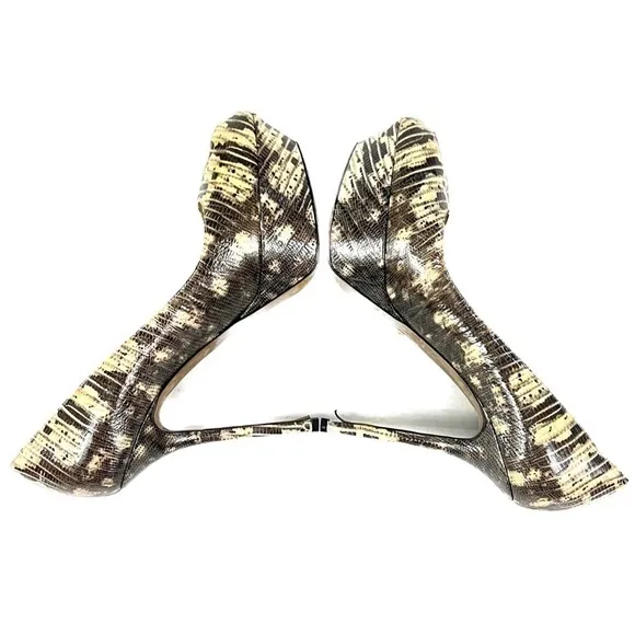 Sergio Rossi Two Tone Water Snake Platform Peep-toe Pumps - Size 40.5 / …