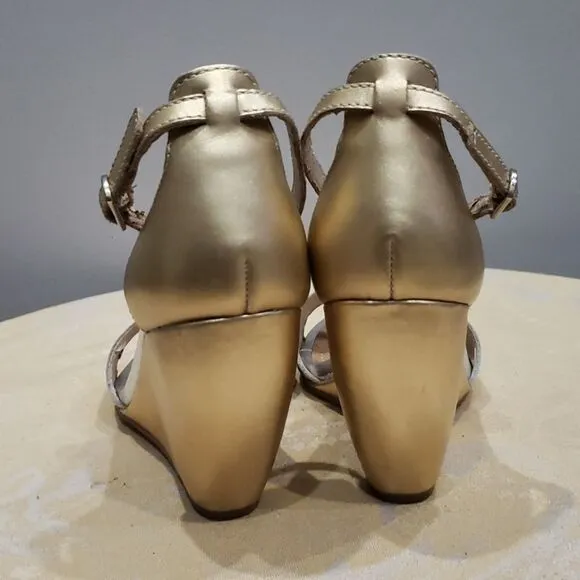 Seychelles Shoes Womens sz 6 Silver Gold Metallic Wedges Holiday Party