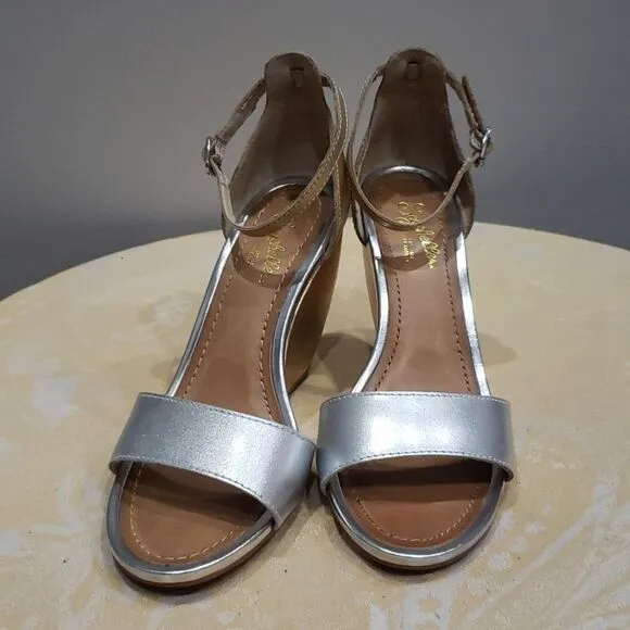 Seychelles Shoes Womens sz 6 Silver Gold Metallic Wedges Holiday Party