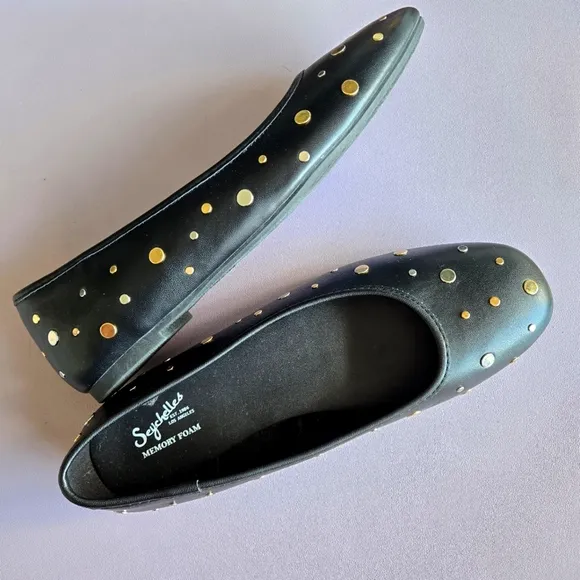 Seychelles Studded Jamie Flat Ballet Shoes Women's 8.5W Goth Whimsigoth Alt Rave