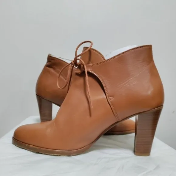 Sezane Leather Artsey Lagenlook Boho Low Hunter Ankle Boots Brown Size 40/9