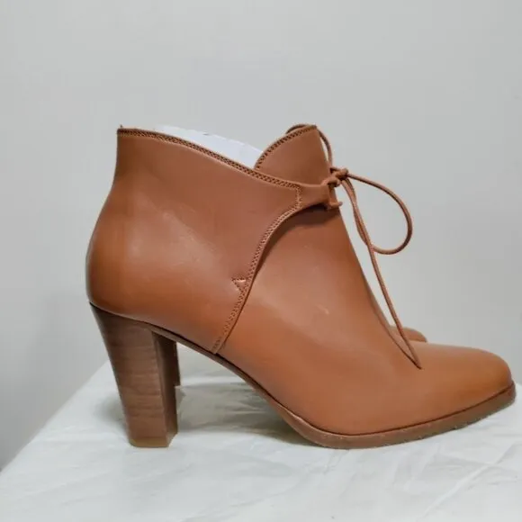 Sezane Leather Artsey Lagenlook Boho Low Hunter Ankle Boots Brown Size 40/9