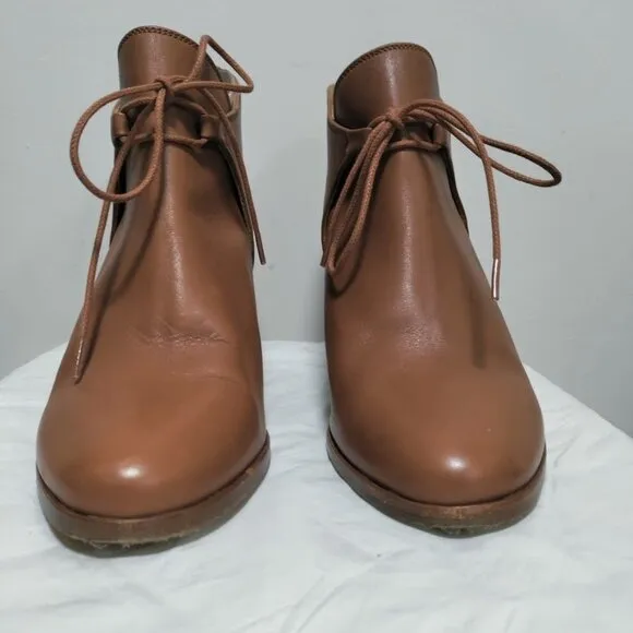 Sezane Leather Artsey Lagenlook Boho Low Hunter Ankle Boots Brown Size 40/9