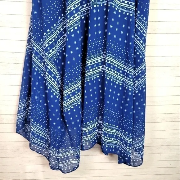 Shoshanna Pacific Geometric Print Handkerchief Dress in Navy White, sz 8