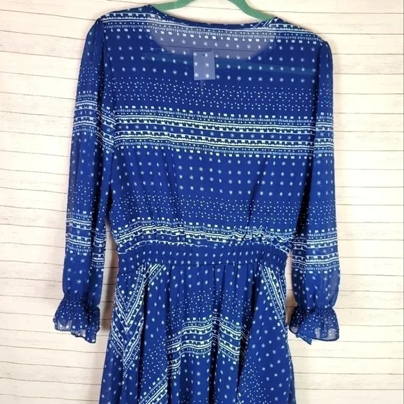 Shoshanna Pacific Geometric Print Handkerchief Dress in Navy White, sz 8