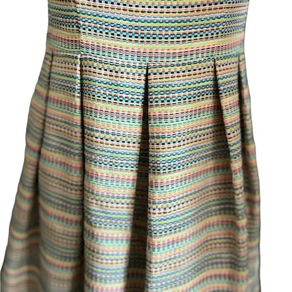 Shoshanna Prism Neon Pleated Fit and Flared Retro Dress