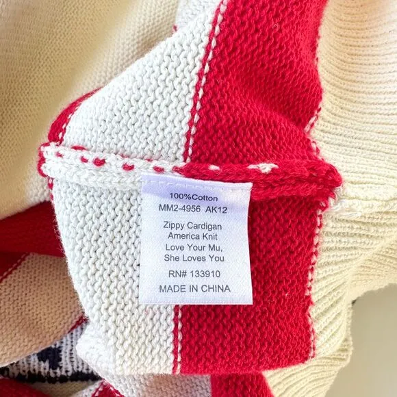 Show Me Your Mumu Zippy Cardigan Sweater American Knit Full Zip American Flag XL