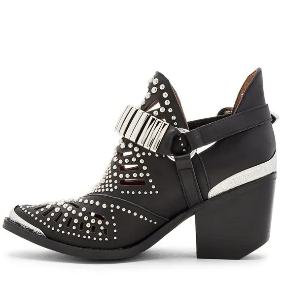 💥SHOWSTOPPER💥JEFFREY CAMPBELL Calhoun 4 Genuine Leather Booties in Black