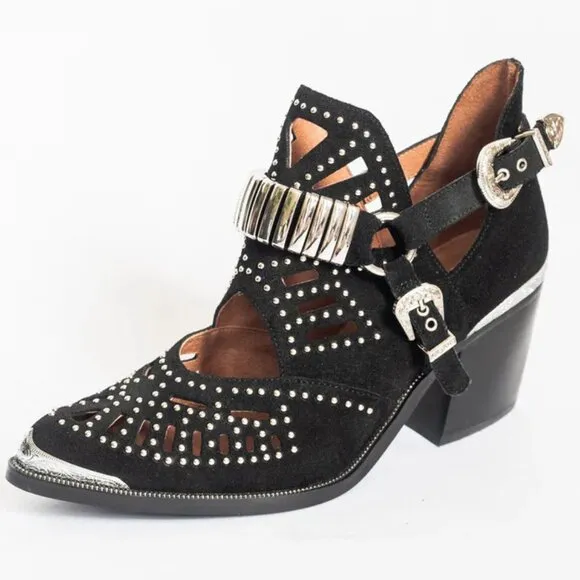 💥SHOWSTOPPER💥JEFFREY CAMPBELL Calhoun 4 Genuine Leather Booties in Black