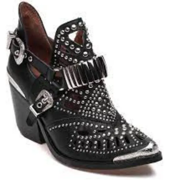 💥SHOWSTOPPER💥JEFFREY CAMPBELL Calhoun 4 Genuine Leather Booties in Black
