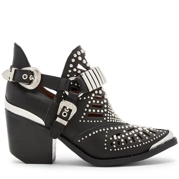 💥SHOWSTOPPER💥JEFFREY CAMPBELL Calhoun 4 Genuine Leather Booties in Black