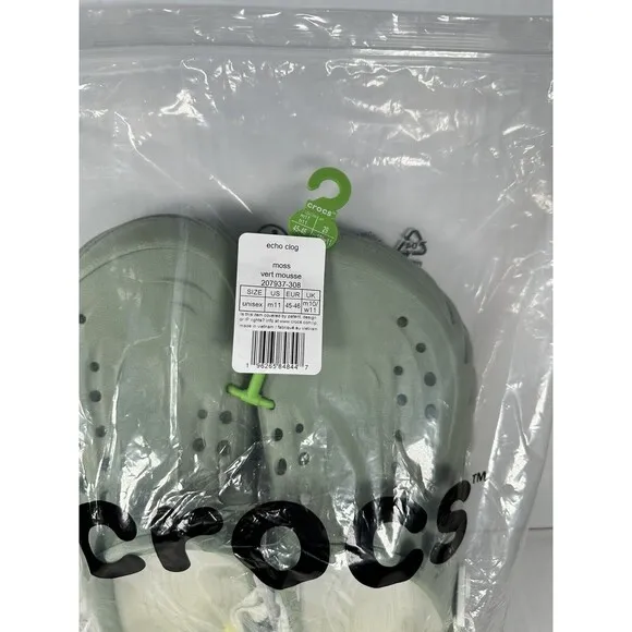 Size 11 Mens CROCS Echo Clog Moss Green Vert Mousse 207937-308 Slip On Shoes NEW