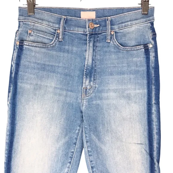 Size 27 Mother Denim Stunner Zip Ankle Fray Light Kitty Racer Jeans Pants
